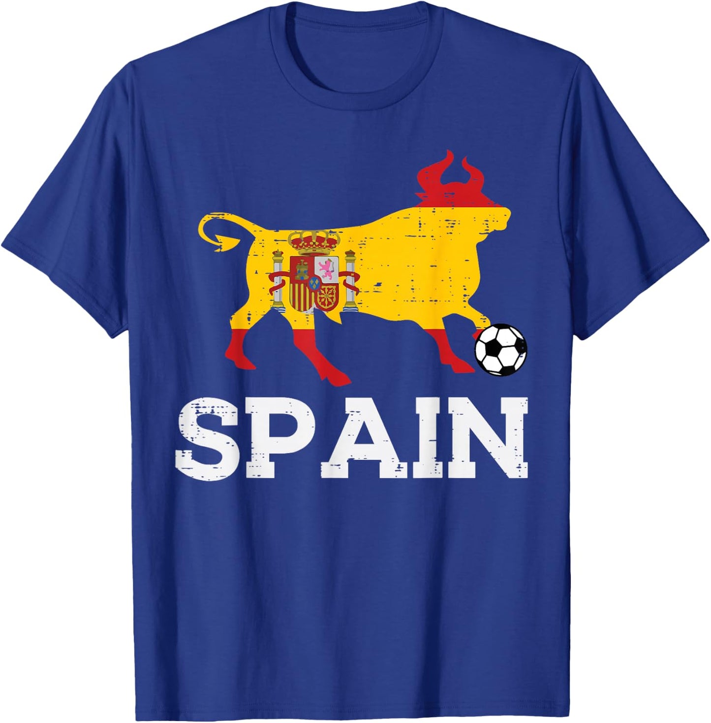 Spain Bull Spanish Soccer Ball Men Women Kids Boys Girls T-Shirt - T-Shirt | Royal