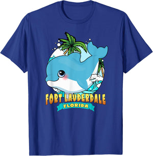 FORT LAUDERDALE FLORIDA | Cute Baby Dolphin Beach Souvenir Men Women Kids T-Shirt - T-Shirt | Royal