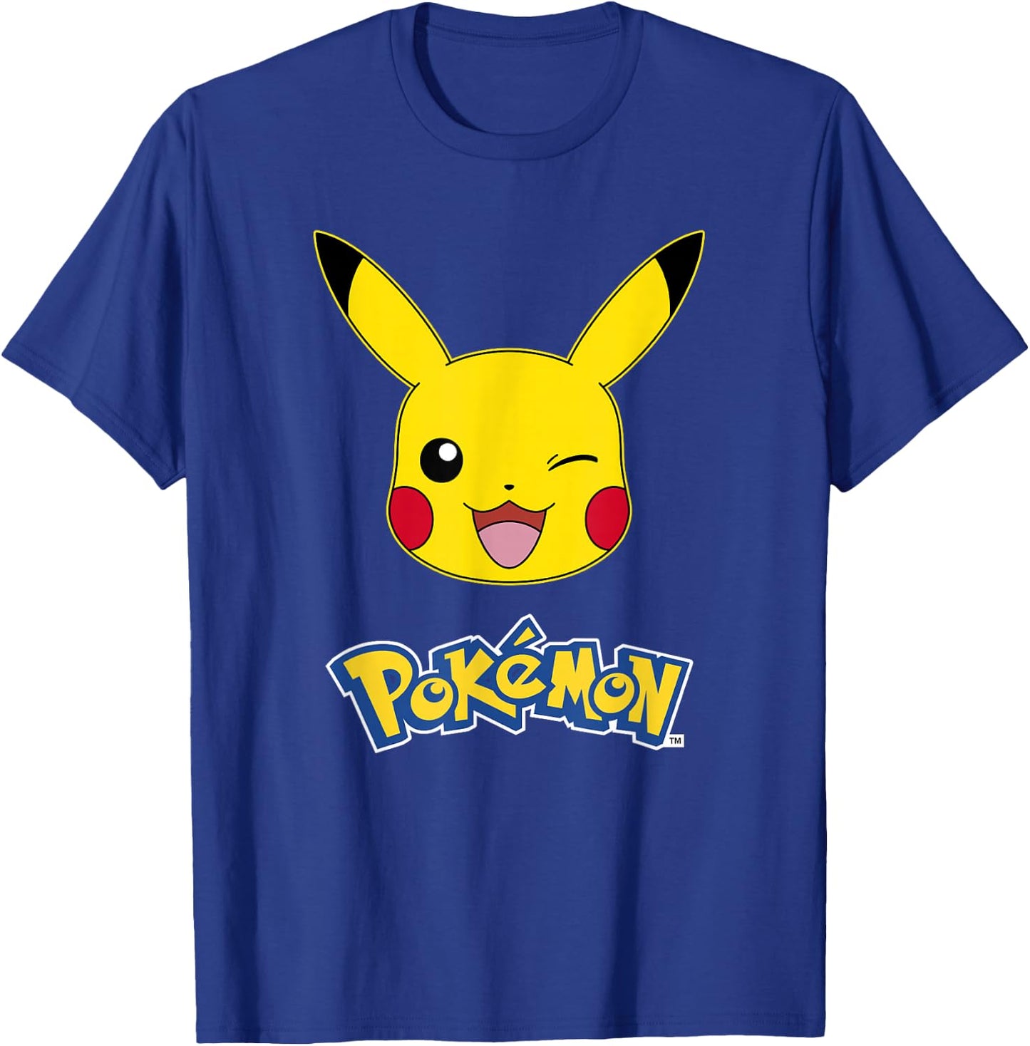 Pokémon Pikachu Wink Cute Face Official Logo T-Shirt - T-Shirt | Royal