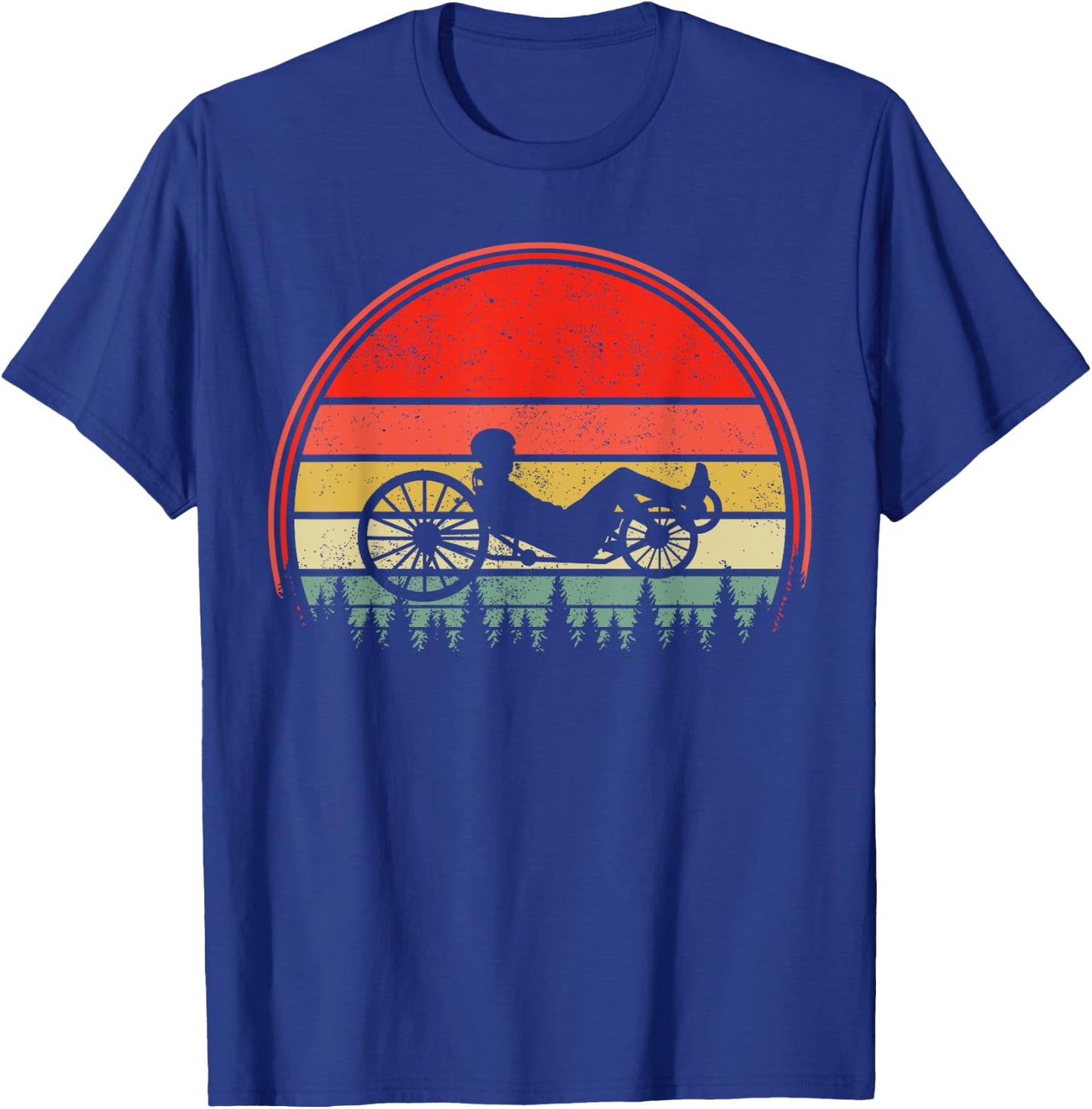 Recumbent Bike Recumbent Trike Vintage Sunset Triker Cyclist T-Shirt - T-Shirt | Royal