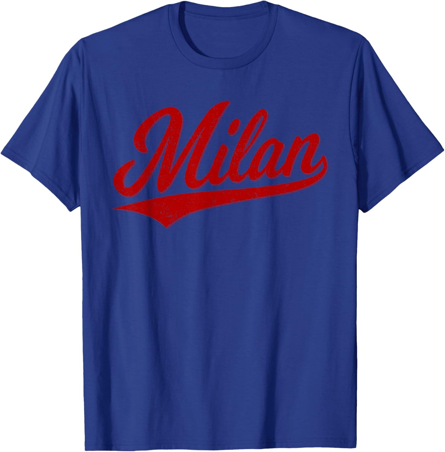 Milan Italy Varsity Script Retro Vintage Sports Style T-Shirt - T-Shirt | Royal