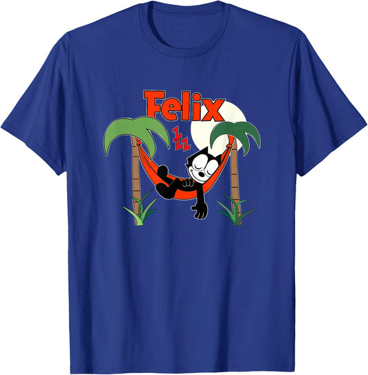 Felix Cat Naps in Hammock Vintage Cartoon Retro T-Shirt - T-Shirt | Royal