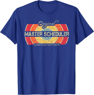 Funny Job Title Worker Retro Vintage Master Scheduler T-Shirt - T-Shirt | Royal