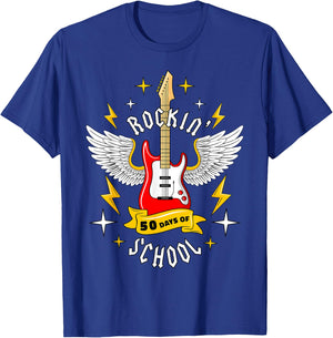 Rockin 50 Days of School 50th Day of School Teacher Student Men Women Girls Kids T-Shirt - T-Shirt | Royal