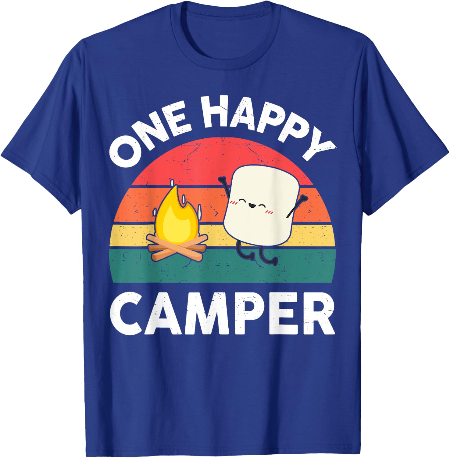 Cute One Happy Camper Kids Toddler Girl Marshmallow Camping T-Shirt - T-Shirt | Royal