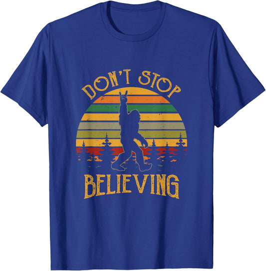 Don't Stop Believing Bigfoot Rock & Roll Retro Sasquatch T-Shirt - T-Shirt | Royal