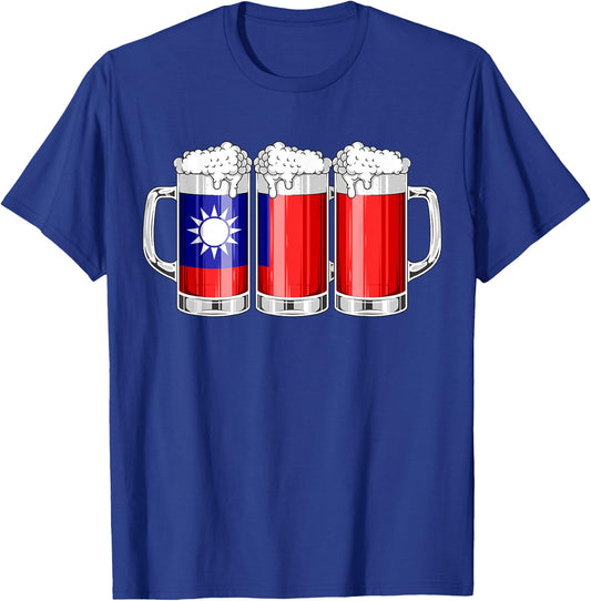 Beer Taiwanese Shirt - Beer Taiwan Flag Patriotic Women Men T-Shirt - T-Shirt | Royal