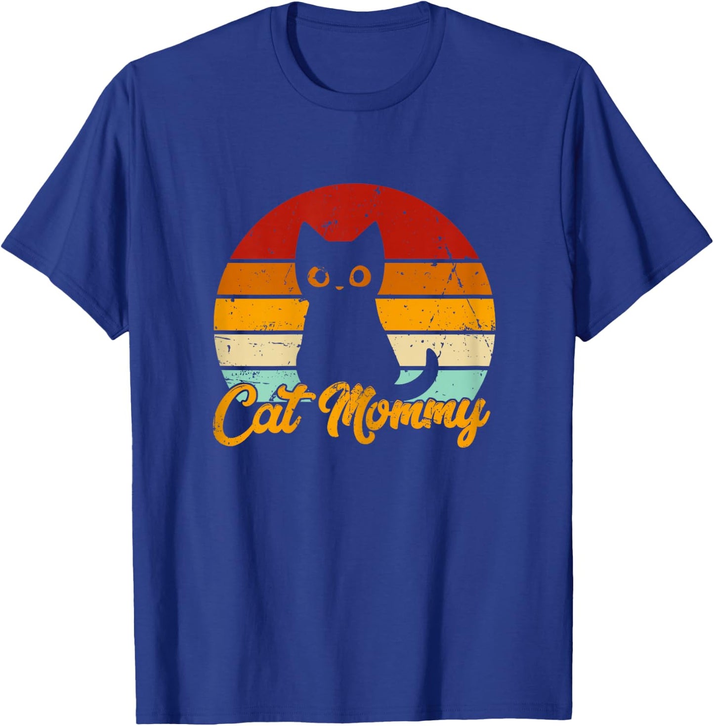 Cat Mommy - Vintage Eighties Style Cat Retro Distressed Cat T-Shirt - T-Shirt | Royal