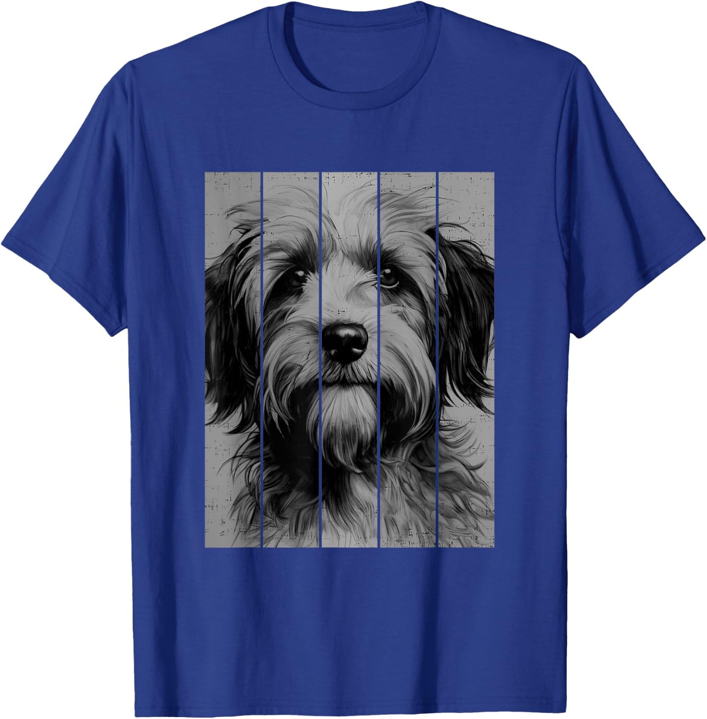 Cool Tibetan Terrier Portrait Black And White Style T-Shirt - T-Shirt | Royal