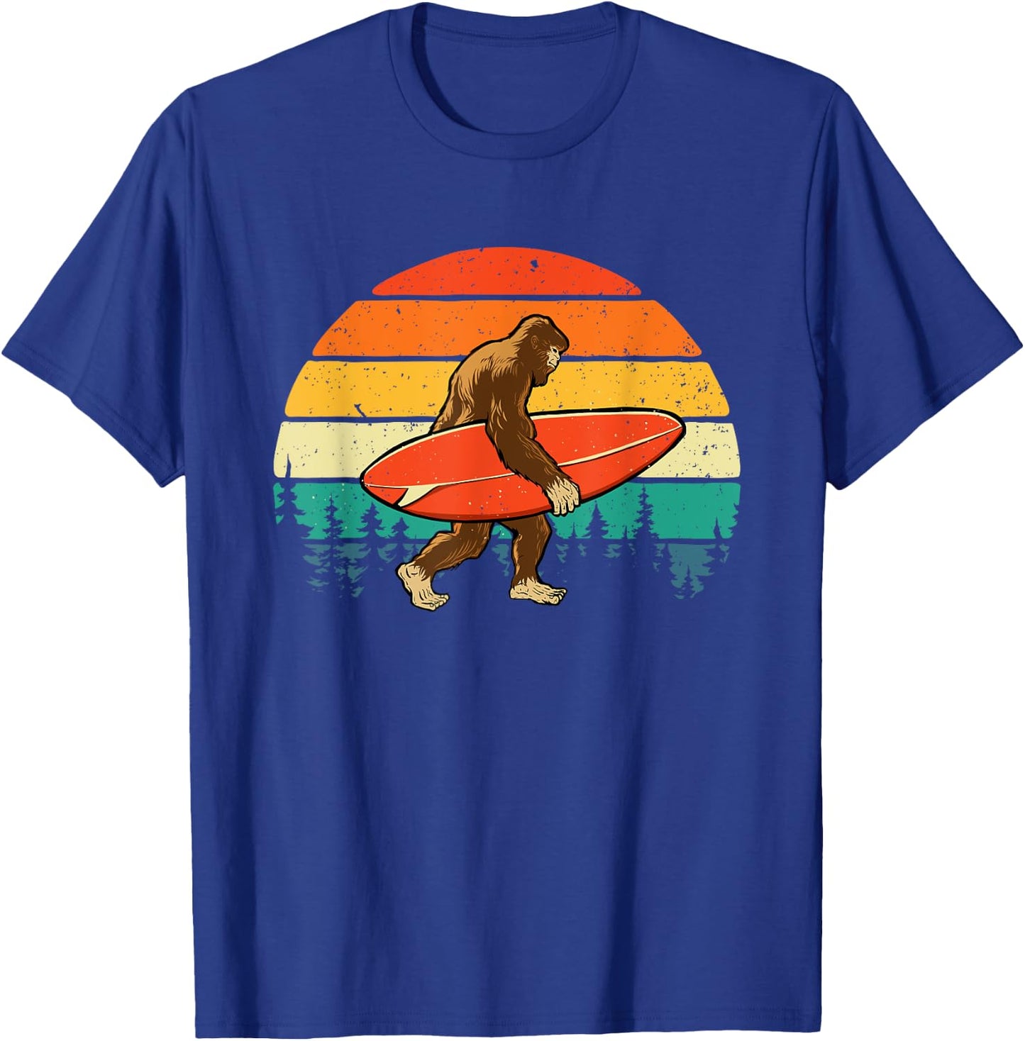Bigfoot Surfer - Retro Surfingboard Surfing Beach Surfboard T-Shirt - T-Shirt | Royal