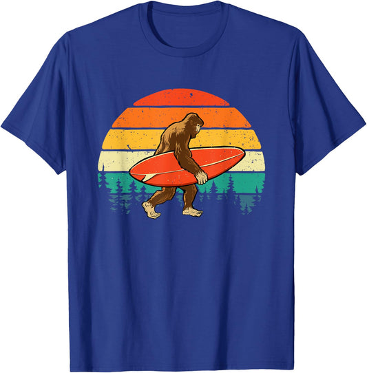 Bigfoot Surfer - Retro Surfingboard Surfing Beach Surfboard T-Shirt - T-Shirt | Royal