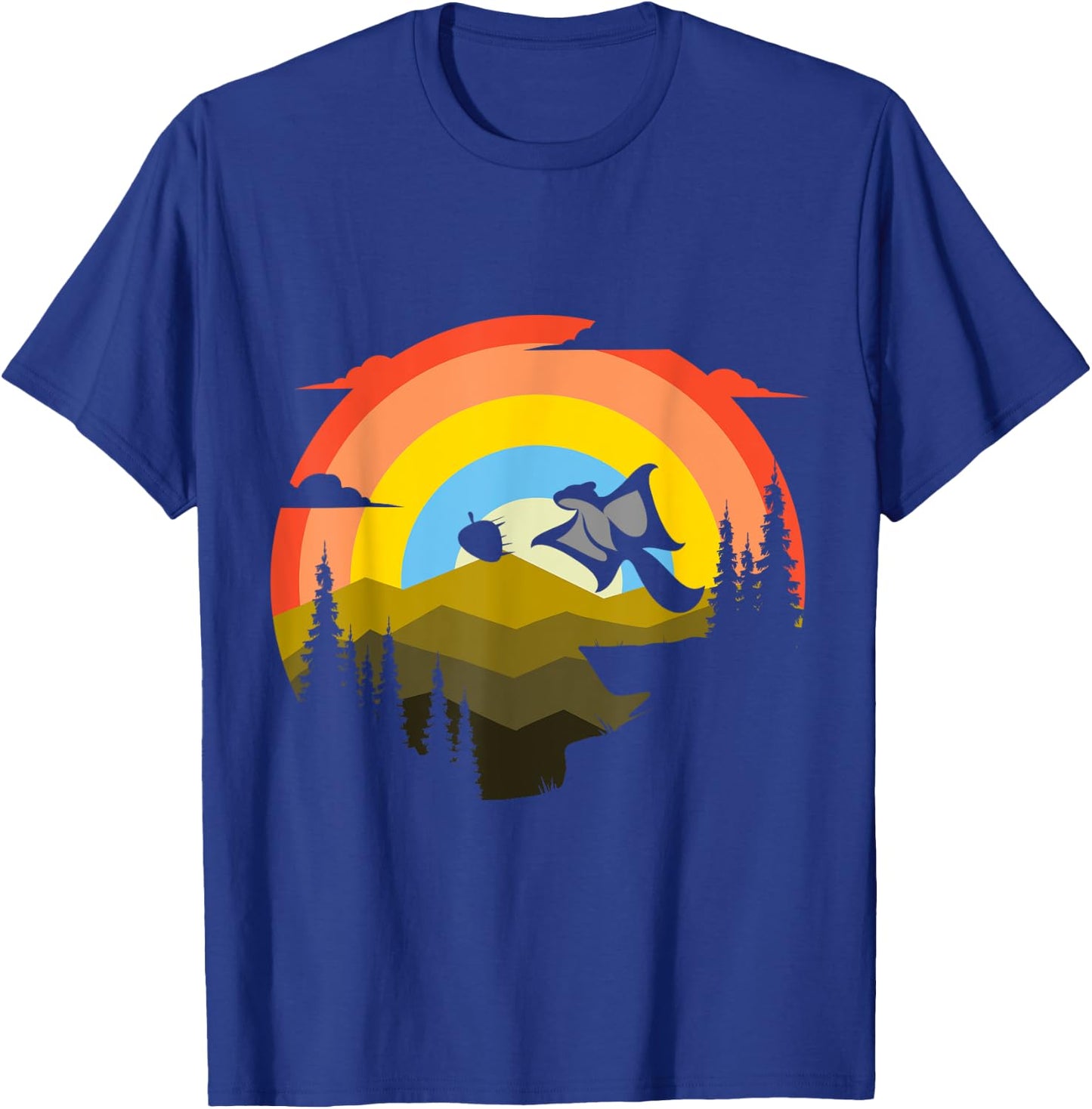 Squirrel Flying Retro Forest Animal Nut T-Shirt - T-Shirt | Royal