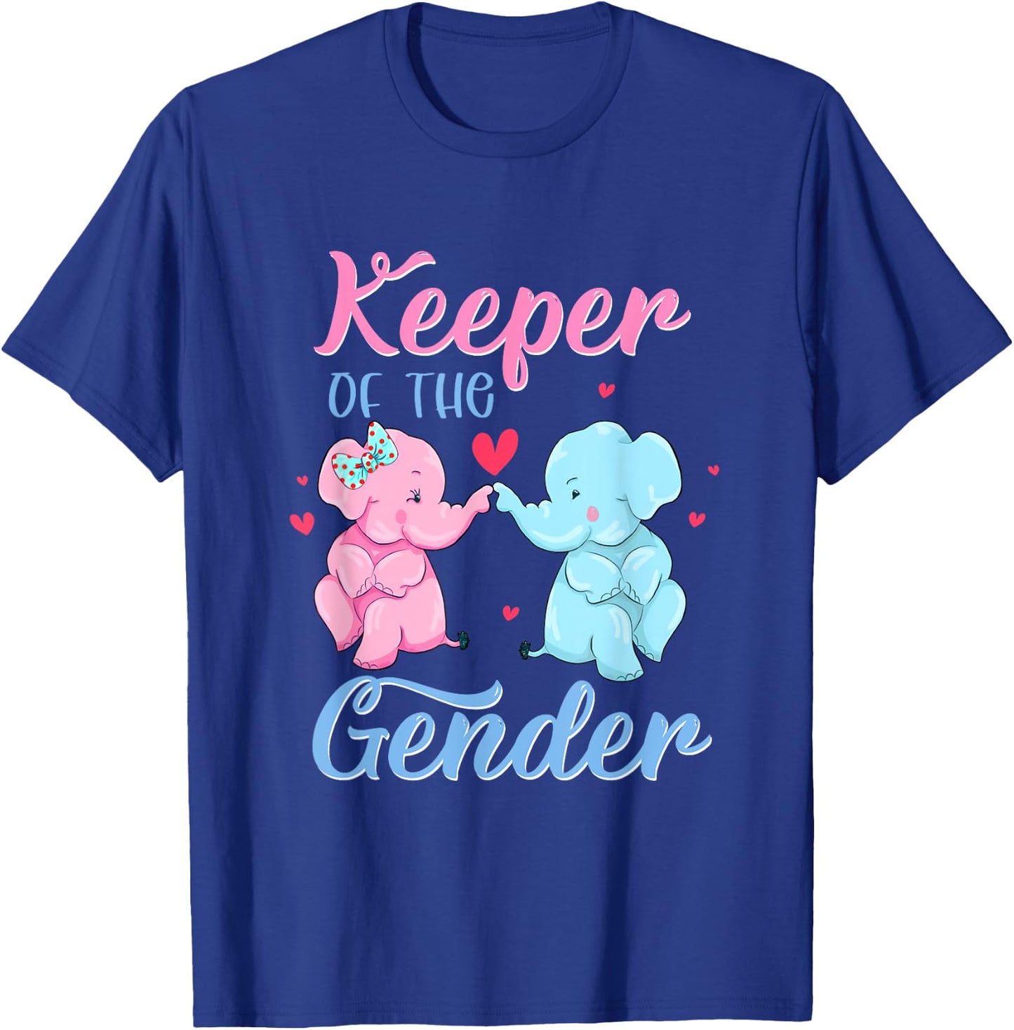 Keeper of The Gender Elephant Pink or Blue Gender Reveal T-Shirt - T-Shirt | Royal
