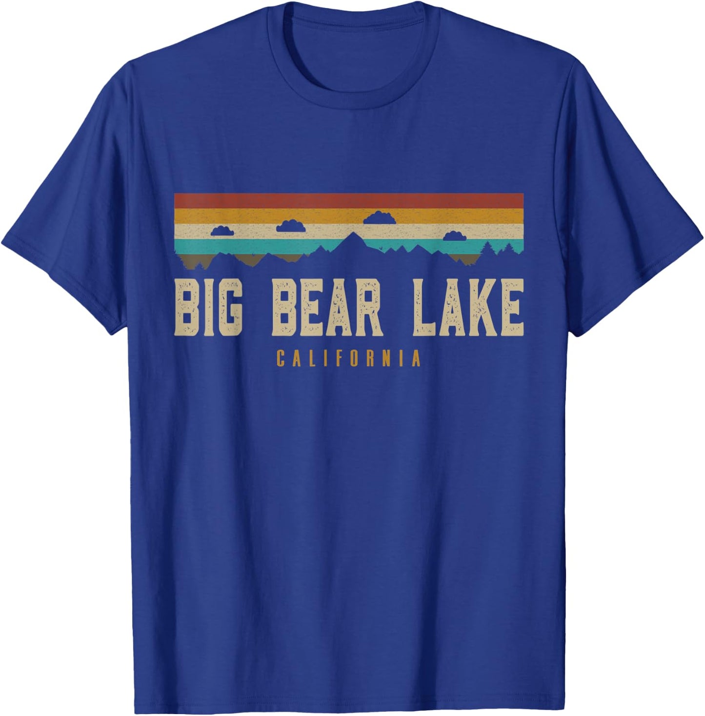 Big Bear Lake Mountains California Hiking Outdoors Retro T-Shirt - T-Shirt | Royal