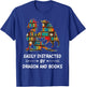 Easily Distracted By Dragons And Books Nerd Dragon T-Shirt - T-Shirt | Royal