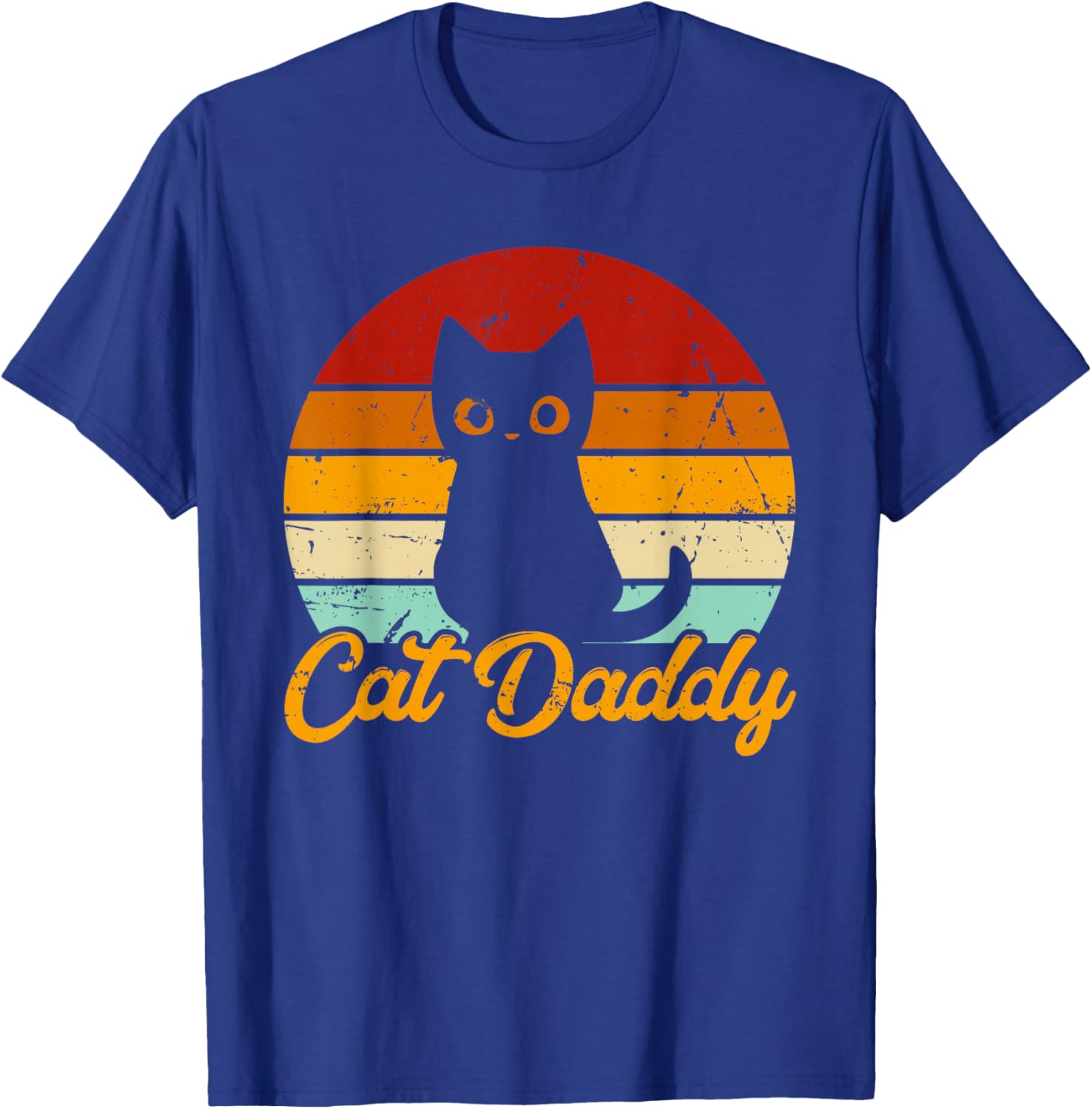 Cat Daddy - Vintage Eighties Style Cat Retro Distressed Cat T-Shirt - T-Shirt | Royal