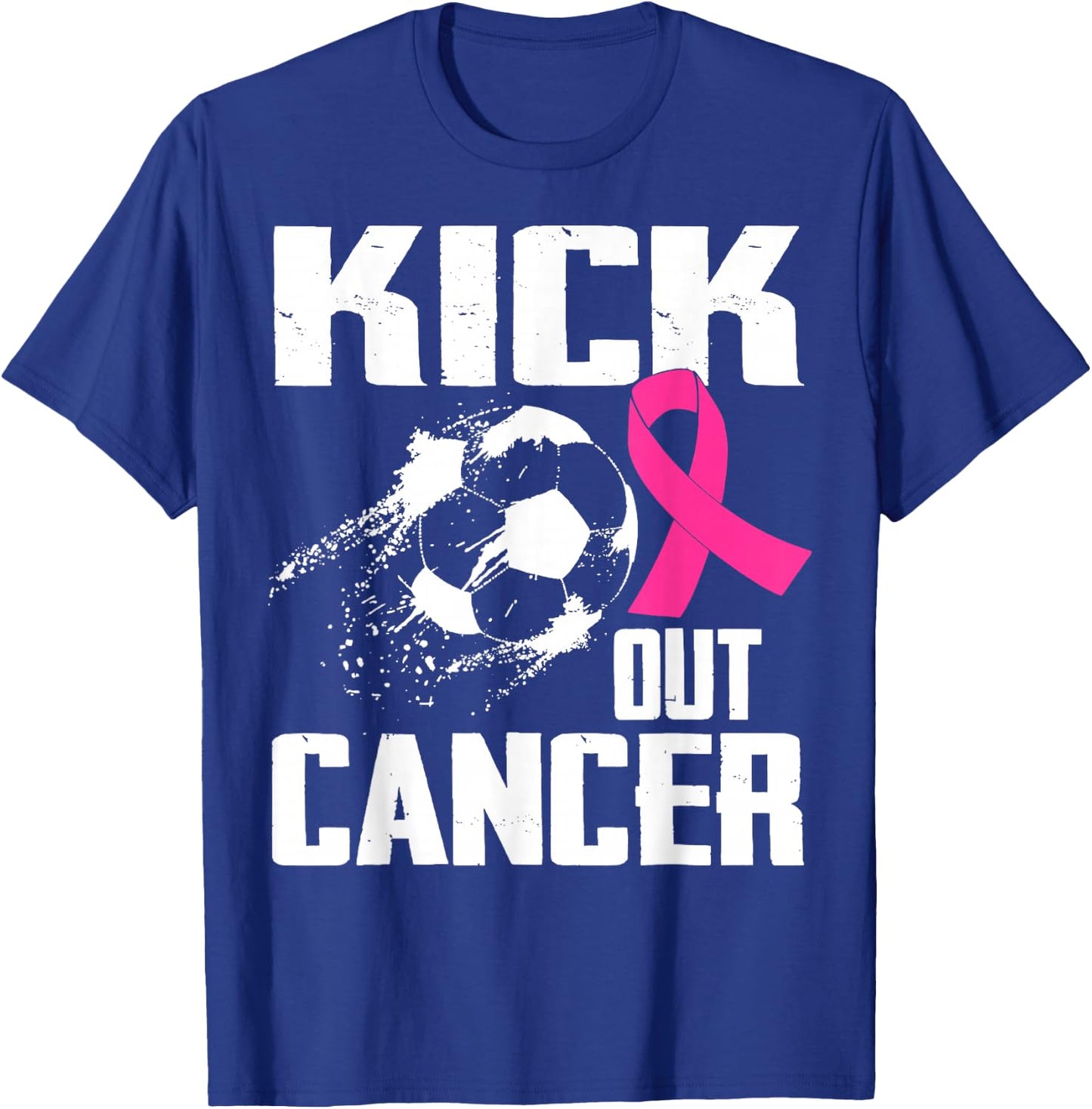 Breast Cancer Survivors Kick Out Cancer Soccer Ball Support T-Shirt - T-Shirt | Royal