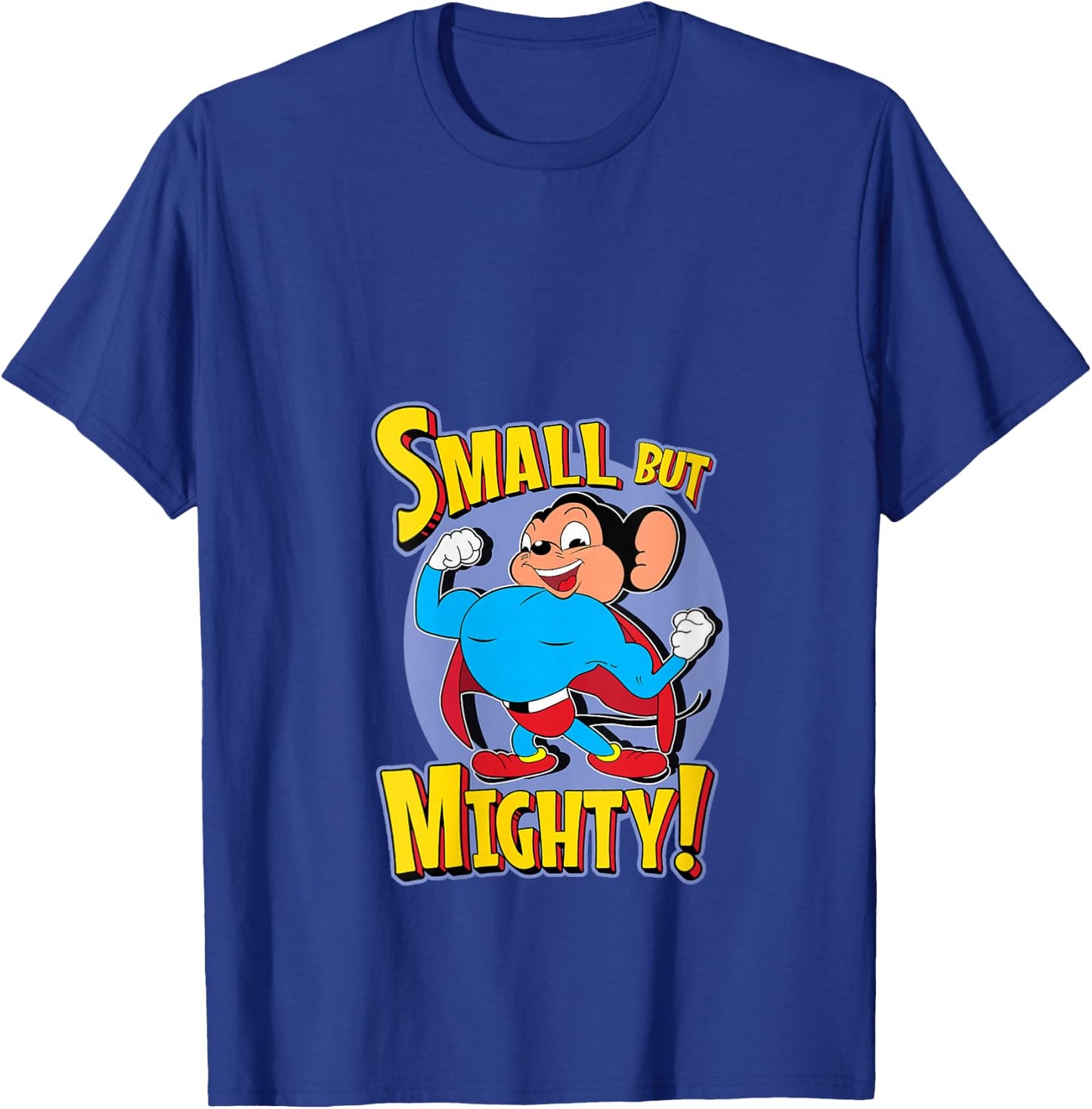 Superhero Mouse Cartoon in Cape Small But Mighty Super Hero V-Neck T-Shirt - T-Shirt | Royal