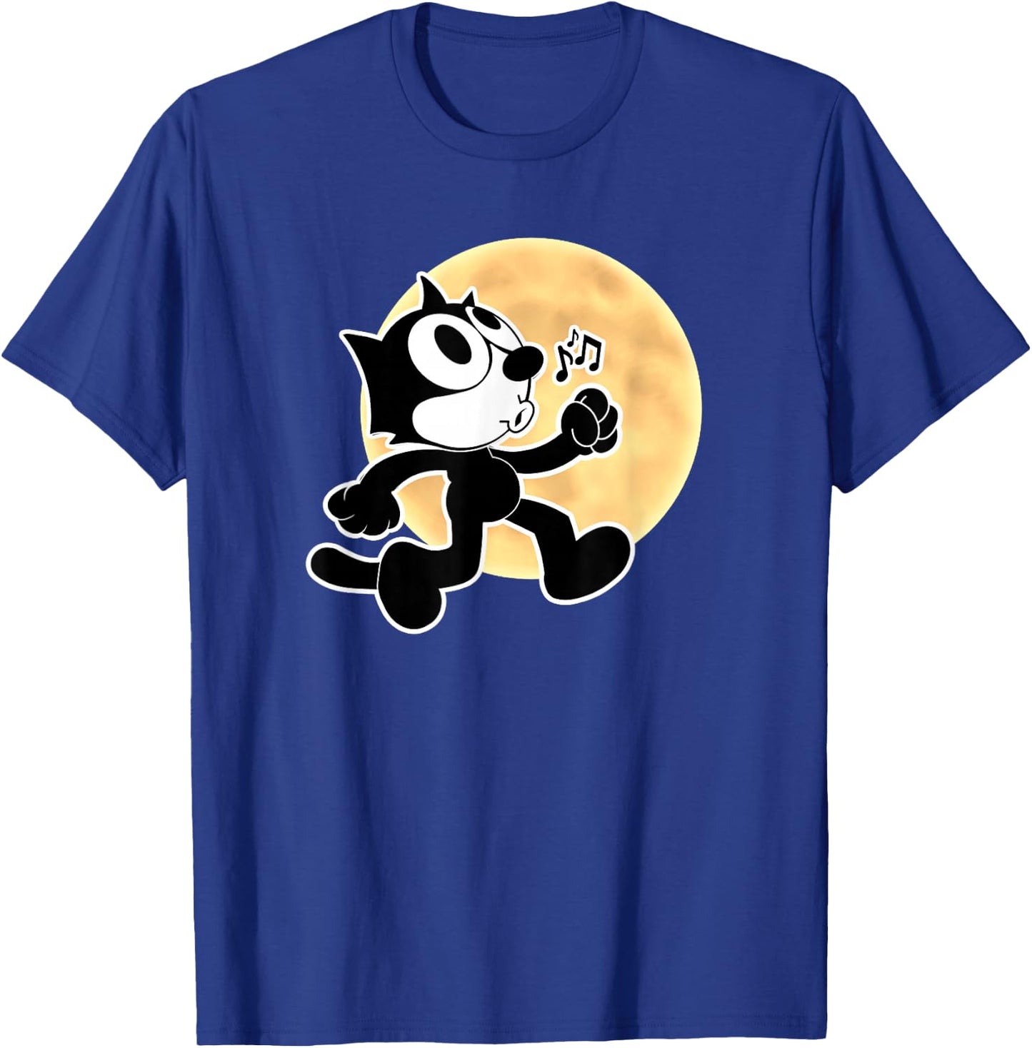 Felix Cartoon Whistling Music Notes Walking in Moonlight T-Shirt - T-Shirt | Royal