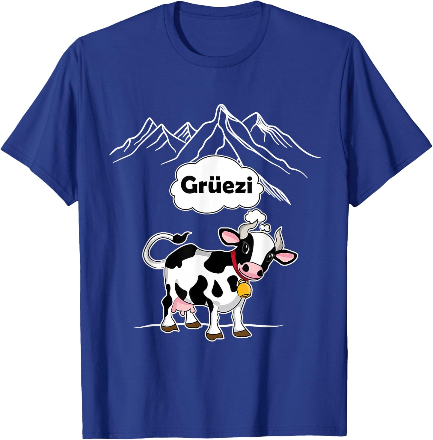 Switzerland Cow Gruezi Swiss German Mountains T-Shirt - T-Shirt | Royal