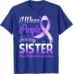 I Wear Purple For My Sister Chiari Malformation Awareness T-Shirt - T-Shirt | Royal