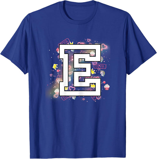 Kids Letter E Clothing For a Girl Who's Name Starts With E T-Shirt - T-Shirt | Royal