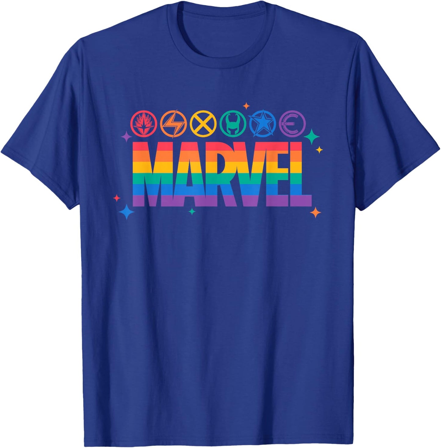 Marvel Pride Rainbow Logo Proud Heroes Symbols T-Shirt - T-Shirt | Royal