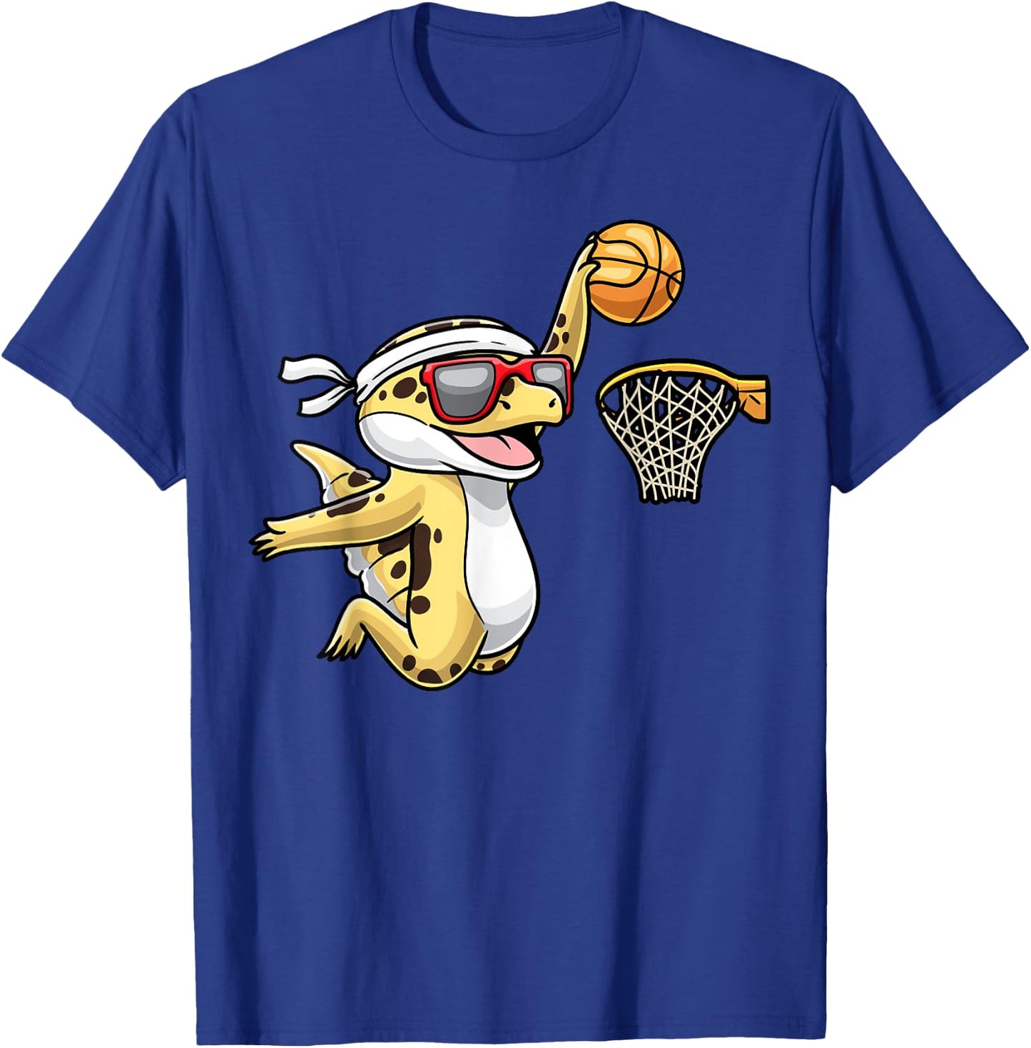 Common Leopard Gecko Playing Basketball Reptile Lizard T-Shirt - T-Shirt | Royal
