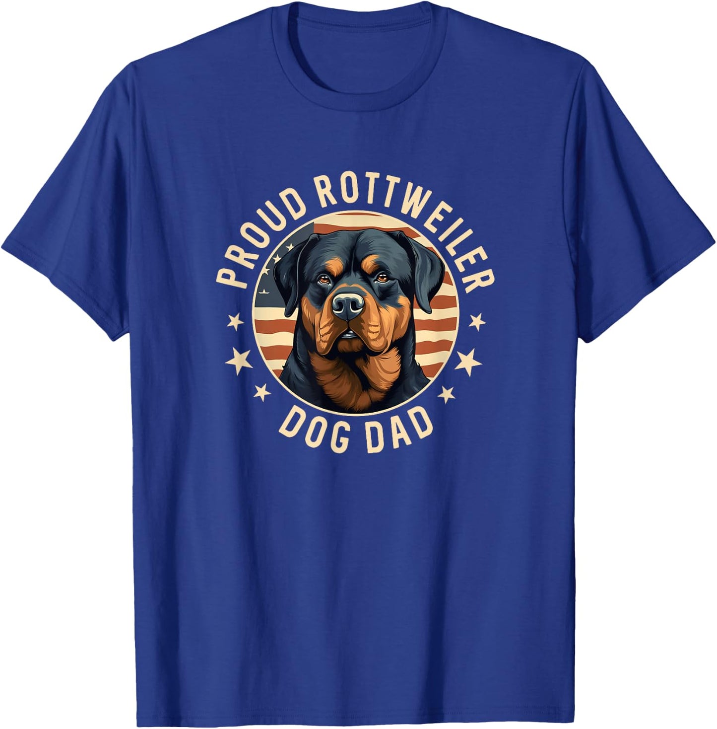 Proud Rottweiler Dad American Flag Patriotic Rottie Dad T-Shirt - T-Shirt | Royal