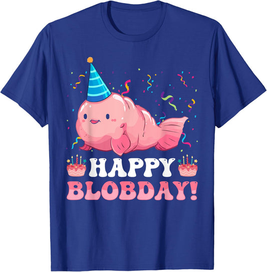 Happy Blobday! Funny Blobfish Birthday Sea Animal T-Shirt - T-Shirt | Royal