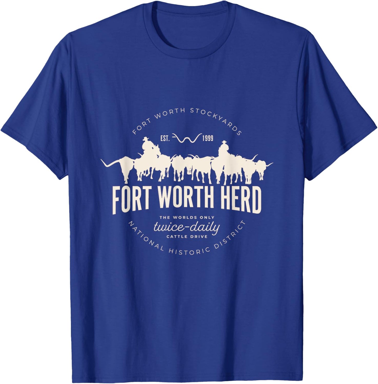 Fort Worth Texas Stockyards and Rodeo Cowboy Desig T-Shirt - T-Shirt | Royal