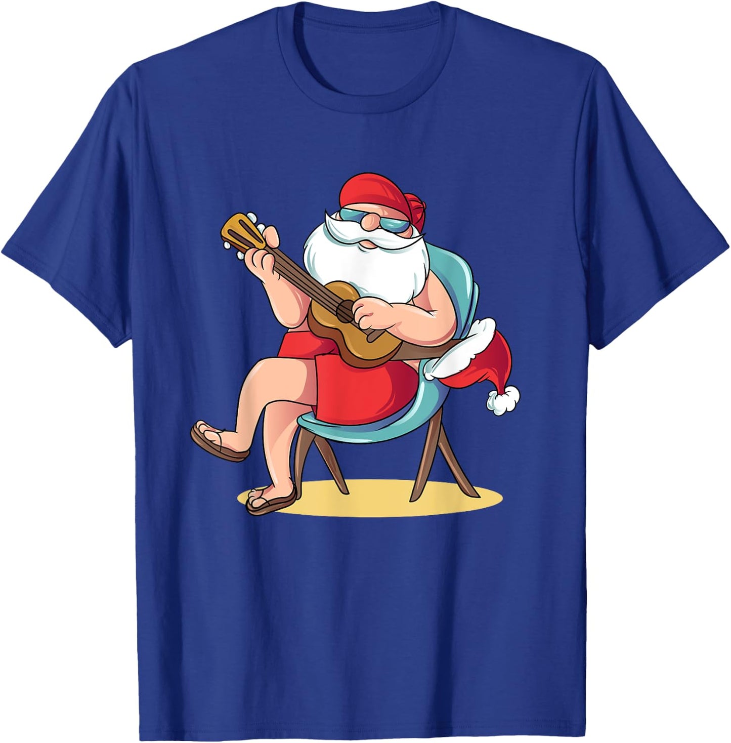 Santa Claus Hawaian Guitar Christmas in July T-Shirt - T-Shirt | Royal