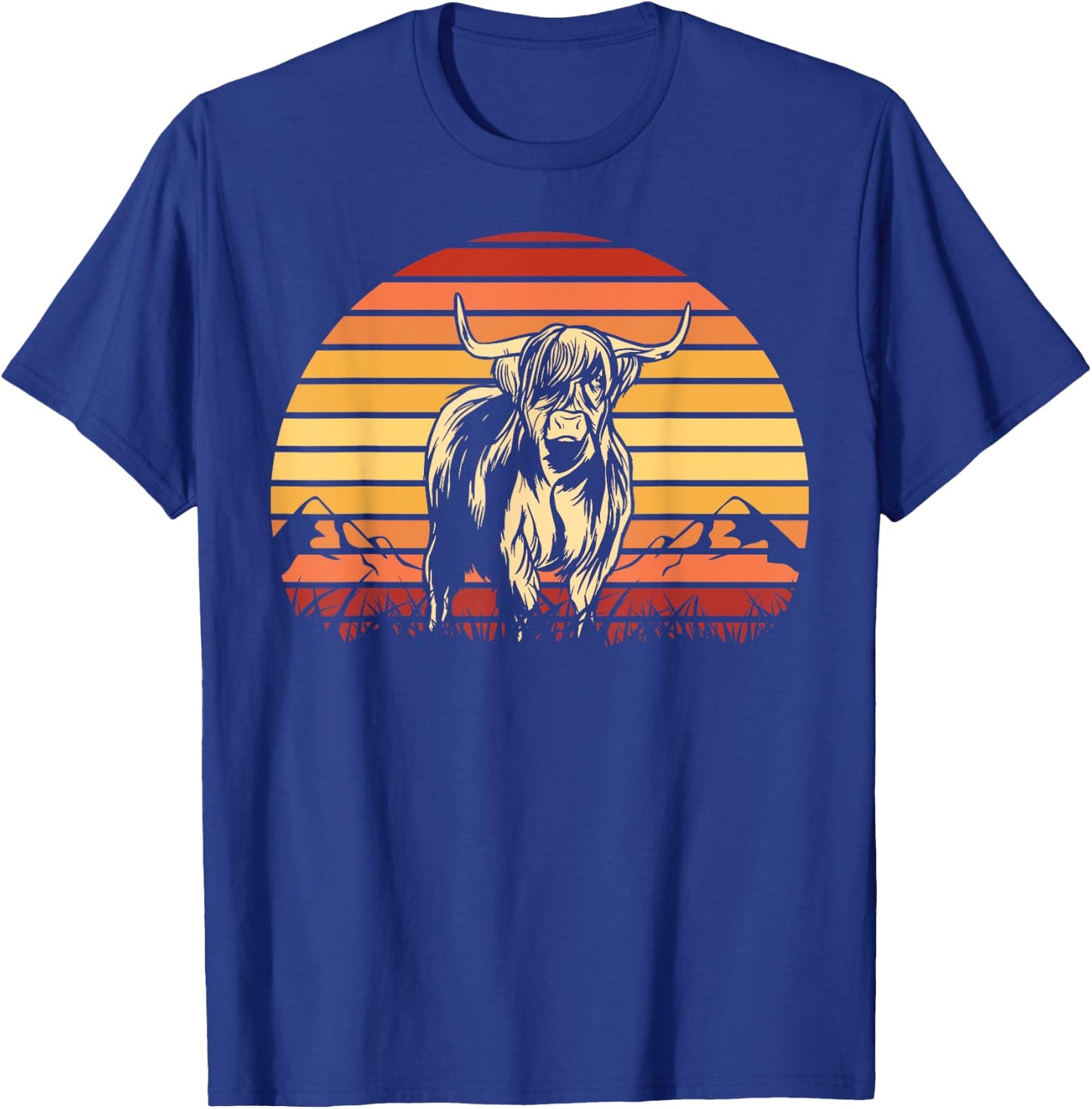 Scottish Highland Cow Cattle Hairy Cow Retro for cow lovers T-Shirt - T-Shirt | Royal