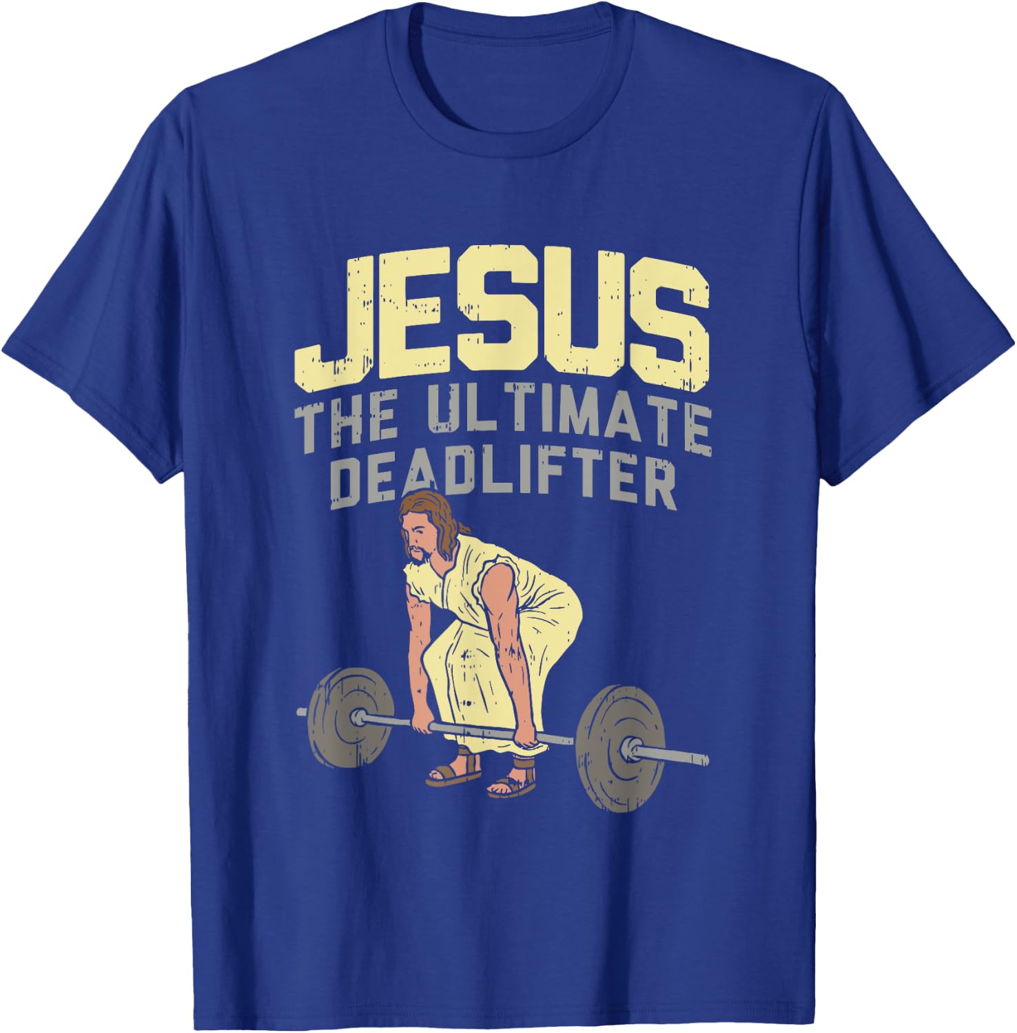 Vintage Jesus The Ultimate Deadlifter Funny Christian Gym T-Shirt - T-Shirt | Royal