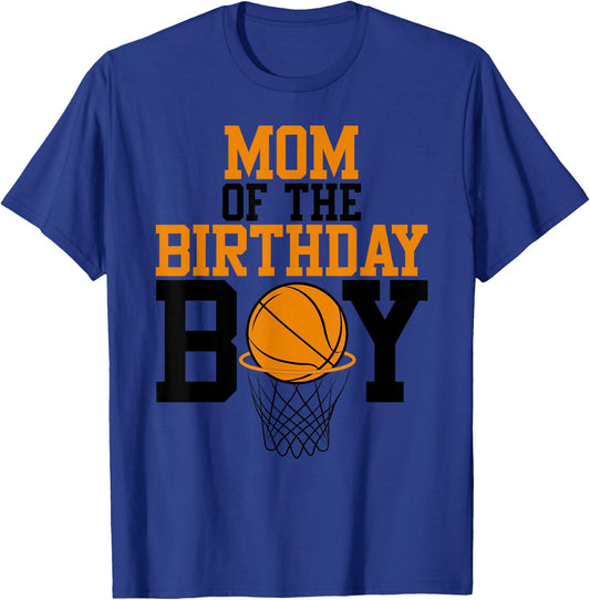 Mom of The Birthday Boy Basketball Family Birthday T-Shirt - T-Shirt | Royal