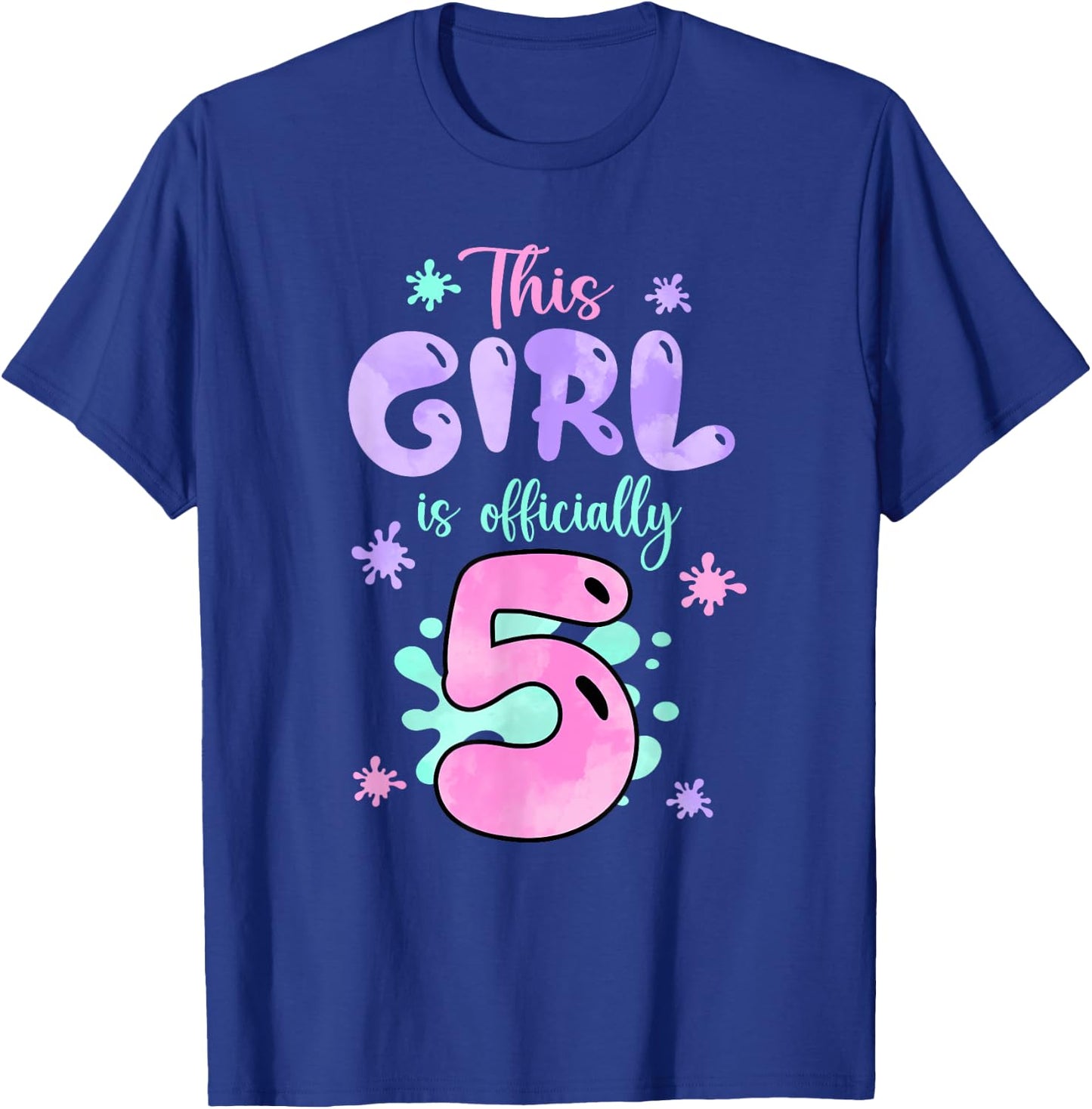This Girl Is Officially 5 Year Old Slime Queen 5th Birthday T-Shirt - T-Shirt | Royal