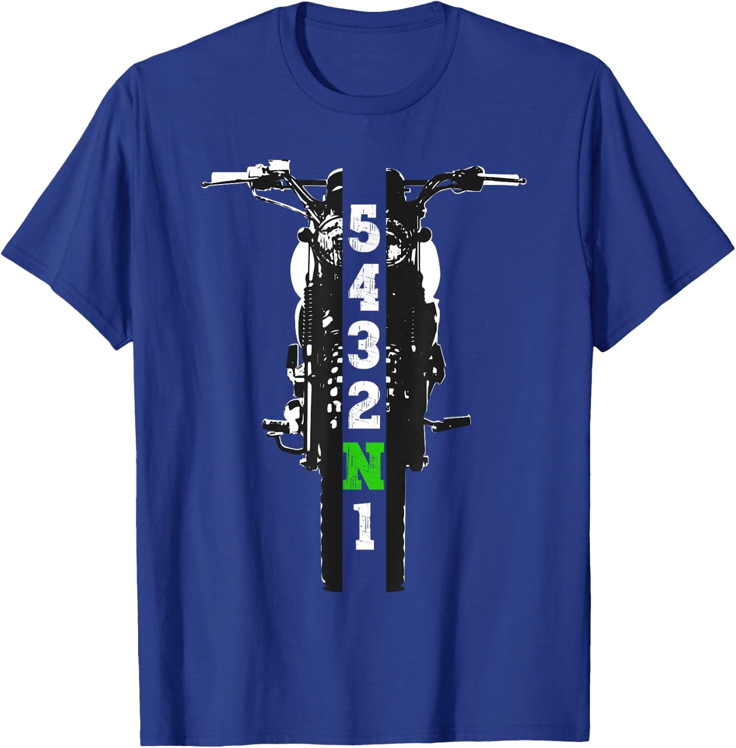 Motorcycle Shift Pattern One Down Four Up T-Shirt - T-Shirt | Royal