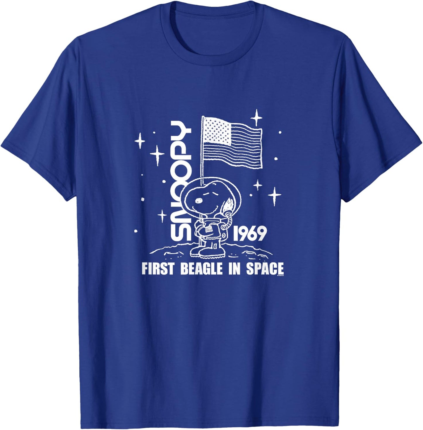 Peanuts - Snoopy 1969 First Beagle In Space T-Shirt - T-Shirt | Royal