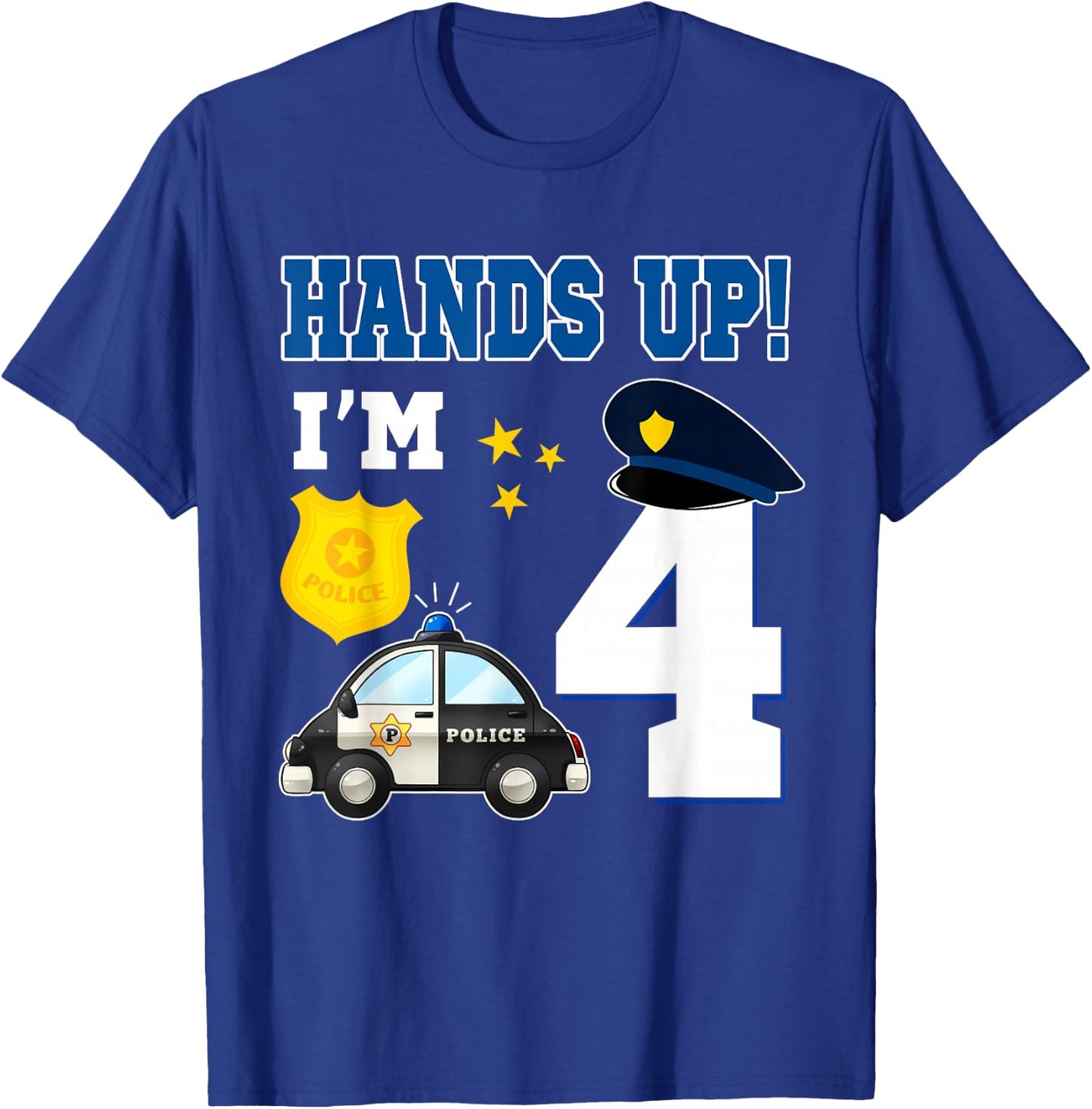 4th Birthday Policeman Boy 4 Year Old Police Officer T-Shirt - T-Shirt | Royal