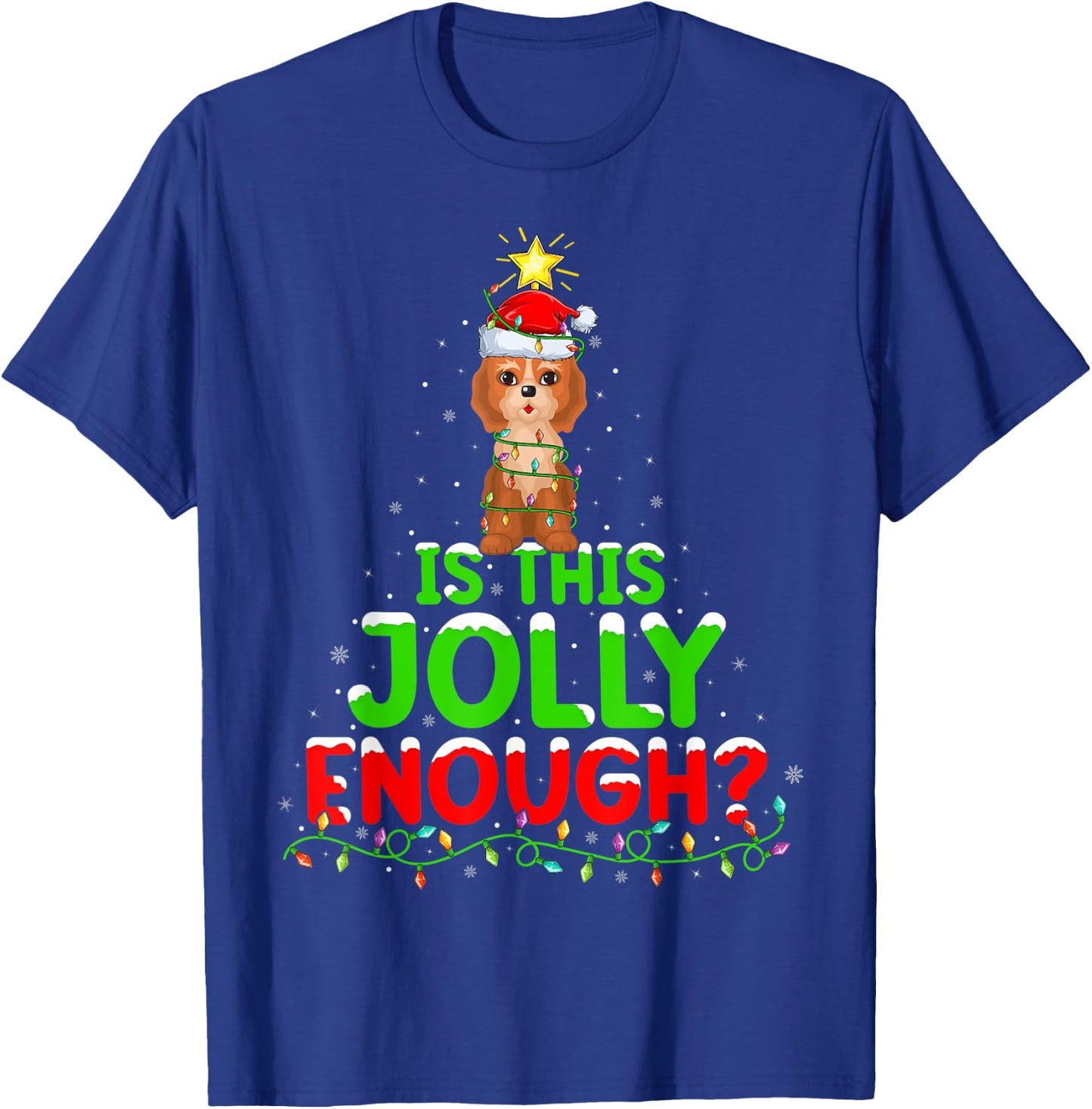 Xmas Lighting Is This Jolly Enough Cockapoo Christmas Tree T-Shirt - T-Shirt | Royal