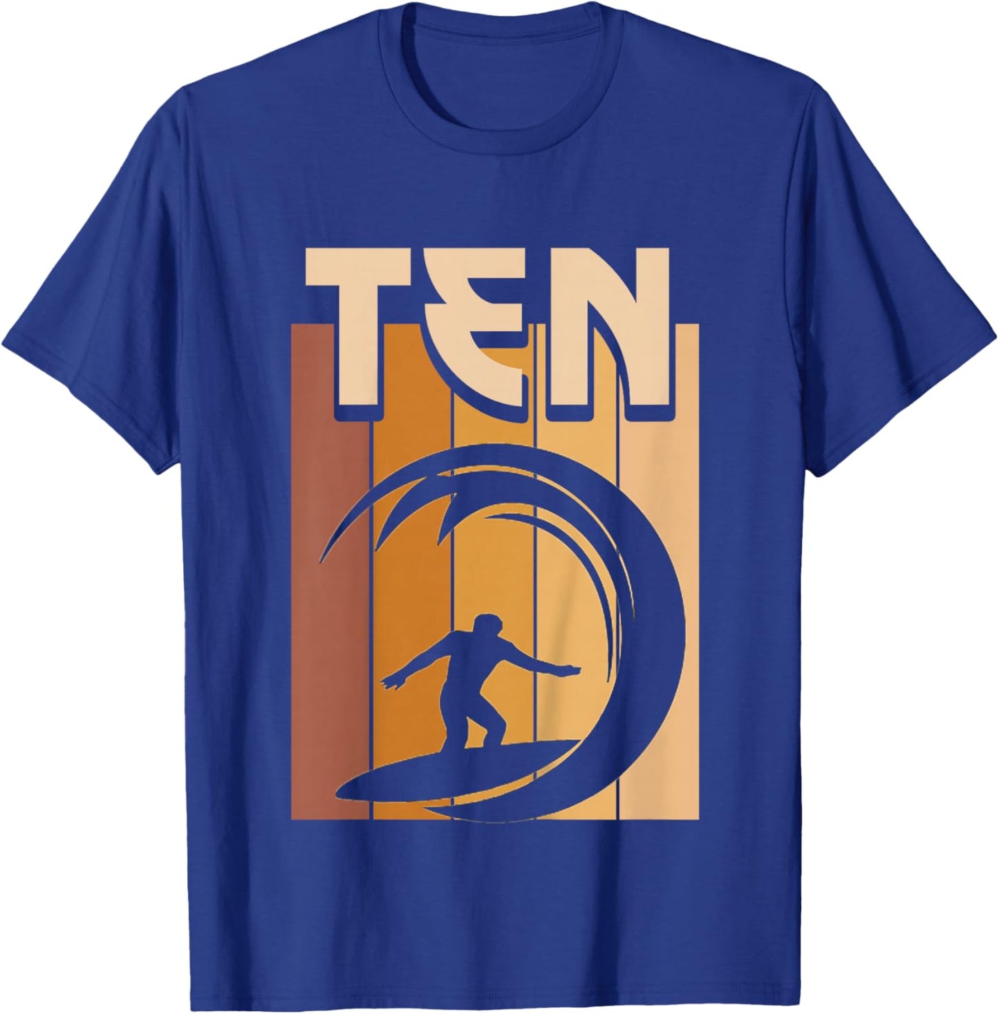 Kids 10 Year Old Surfing Birthday Boy Girl 10th Birthday Surfer T-Shirt - T-Shirt | Royal