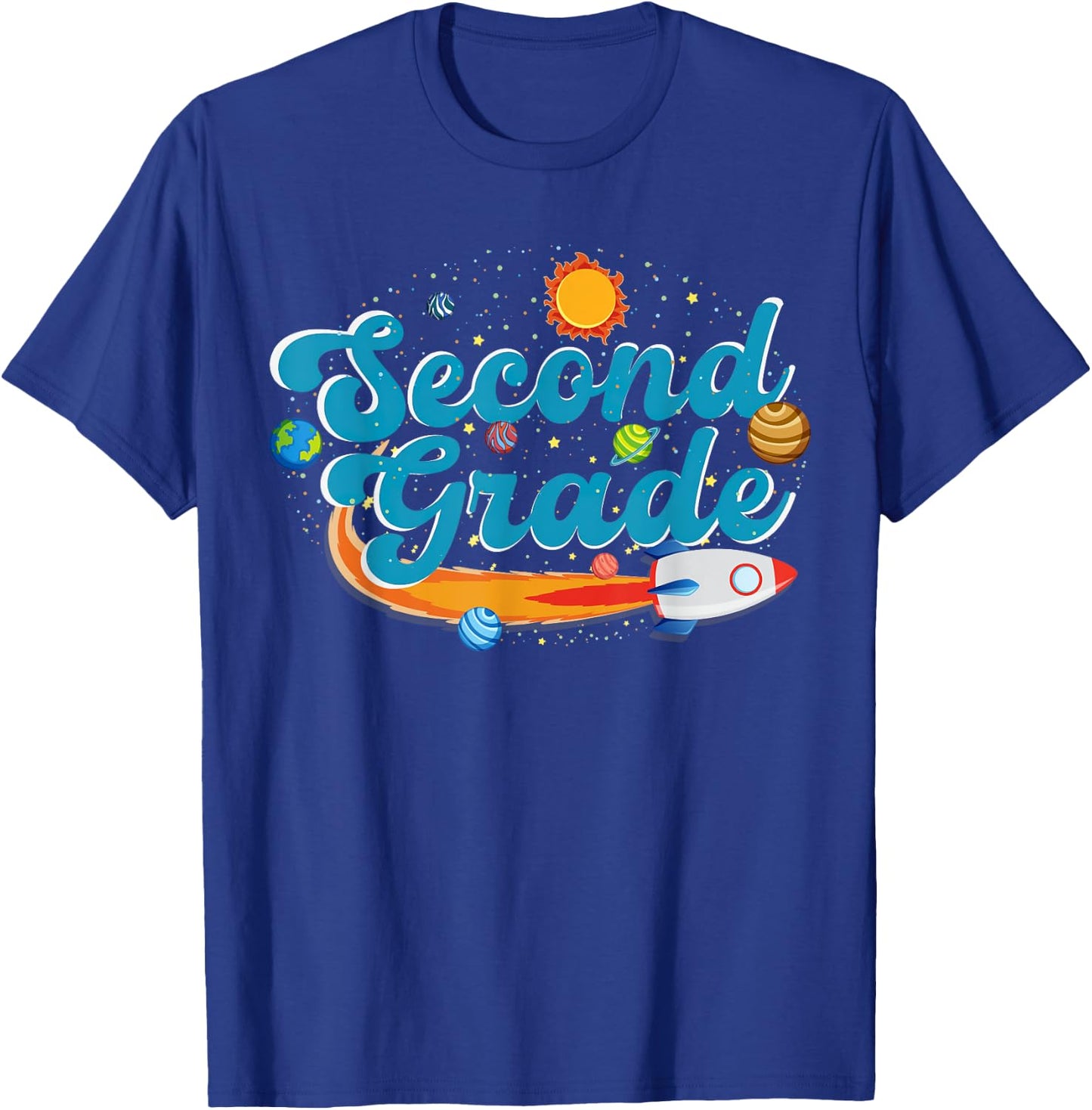 Second Grade Outer Space Solar System Planet 2nd Grade T-Shirt - T-Shirt | Royal