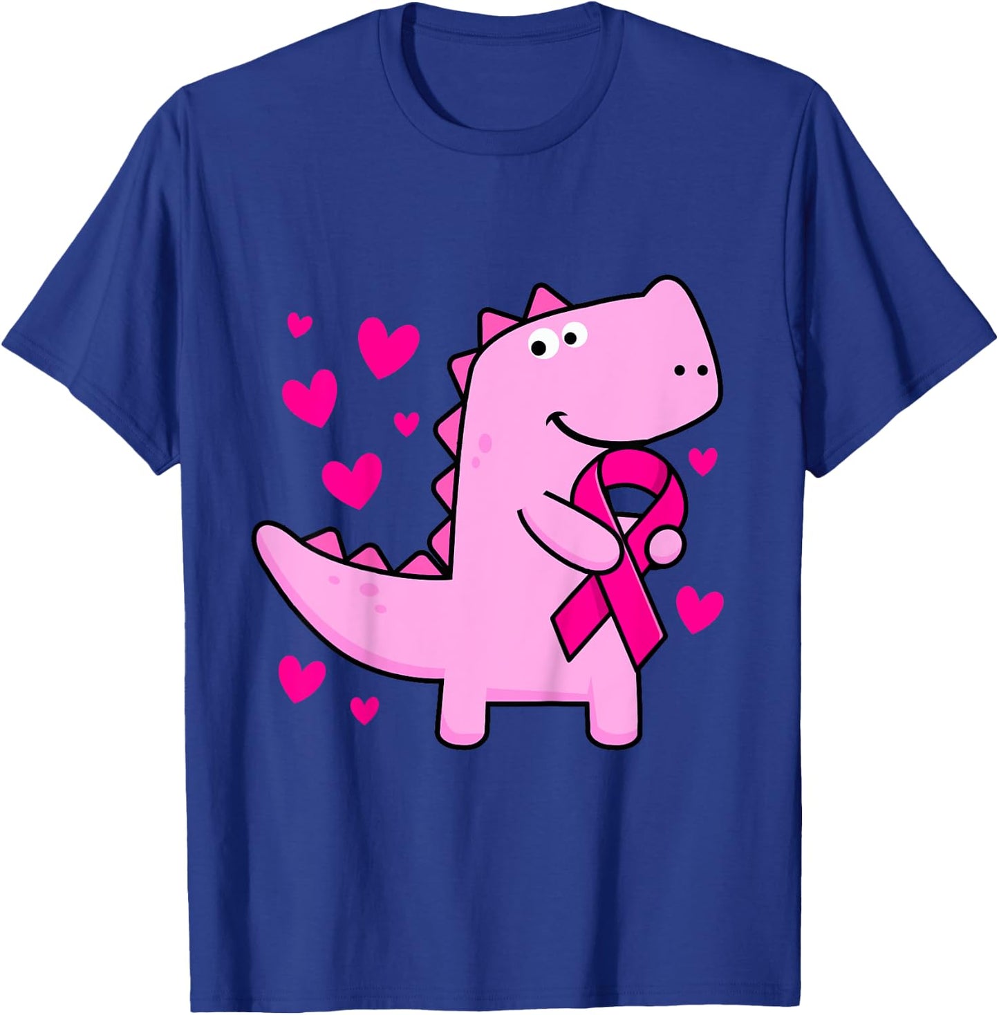 Kids Pink Ribbon T-Rex Kids Breast Cancer Awareness Boys Toddler T-Shirt - T-Shirt | Royal