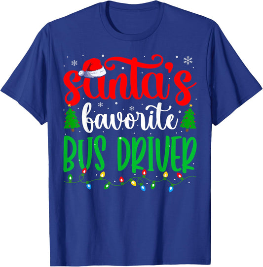 Bus Driver Santa Funny Bus Driver Christmas T-Shirt - T-Shirt | Royal