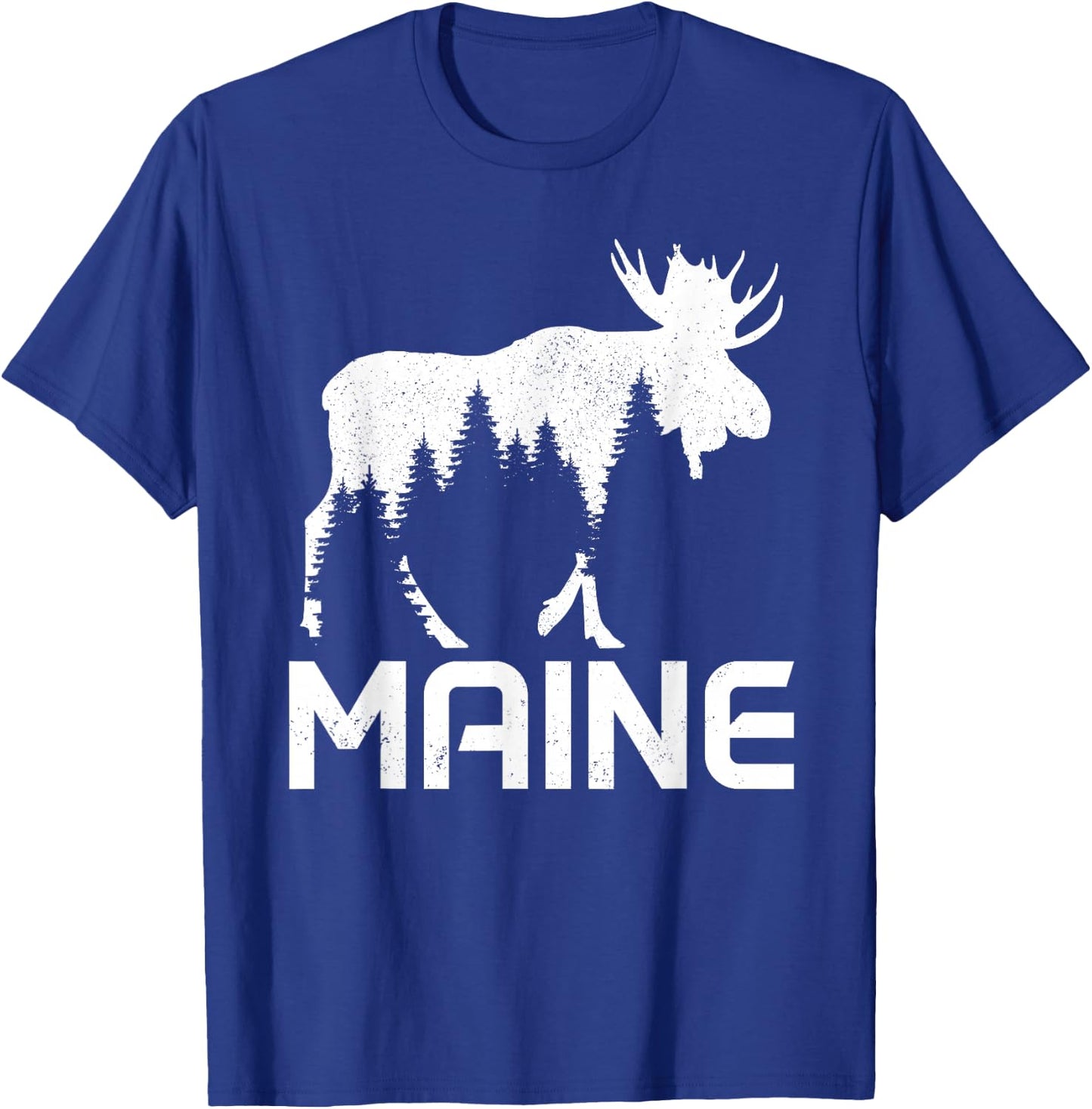Maine Vintage Pride Souvenir Moose Nature Hiking T-Shirt - T-Shirt | Royal