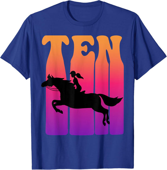 Girl Horseback Rider, I'm 10 Year Old, Kids 10th Birthday T-Shirt - T-Shirt | Royal