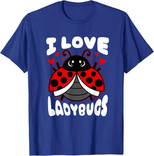 I Love Ladybugs Flying Ladybug Heart T-Shirt - T-Shirt | Royal