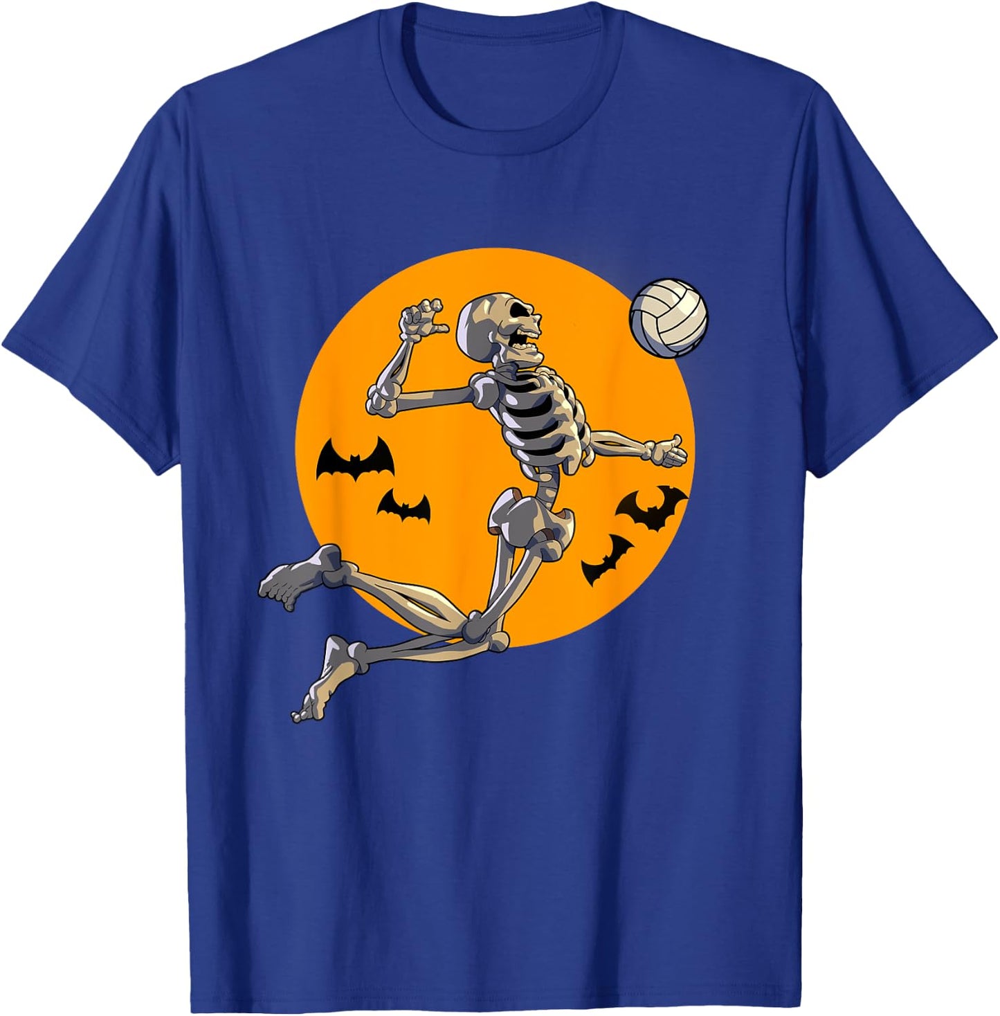 Volleyball Skeleton Women Men Volleyball Player Halloween T-Shirt - T-Shirt | Royal