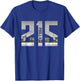 Vintage Philadelphia Philly 215 Area Code Skyline T-Shirt - T-Shirt | Royal