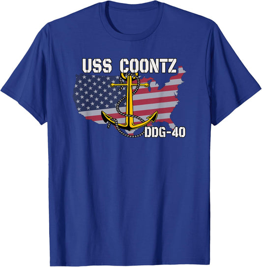 USS Coontz DDG-40 Destroyer Veterans Day Father Grandpa Dad T-Shirt - T-Shirt | Royal